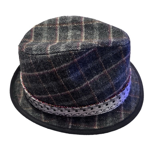 Robert Graham Men's Silk Wool Cotton Blend Plaid Fedora Hat Size MEDIUM - Picture 5 of 10
